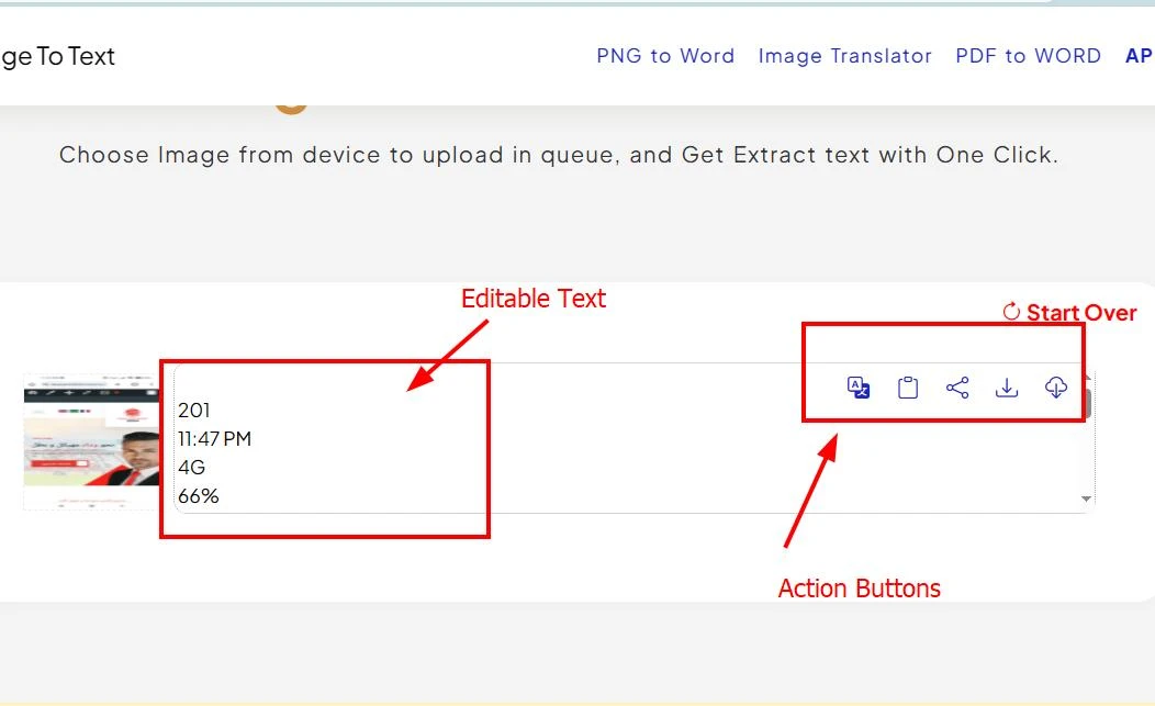 editable output text from screenshot