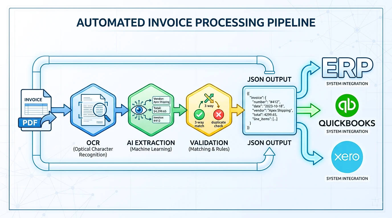 invoice ocr processing and json validated output